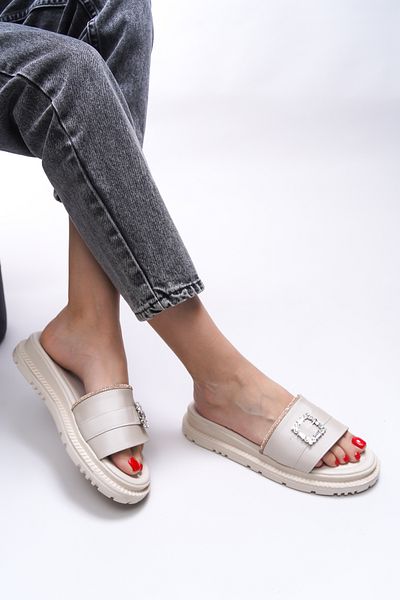 Riccon Μοντέλο γυναικείες παντόφλες Elinlynna Beige Satin 0012602