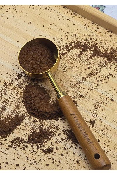 HomeTarz Gold Measuring Spoon with Wooden Handle - Coffee Measuring Spoon - 30 ml