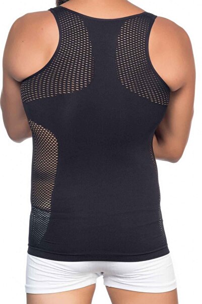 Emay Black Mi E1006 Mesh Men's Corset Undershirt