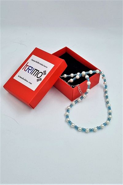 KRIMO Kpop the Boyz Chanhee Pearl Blue Bead Necklace