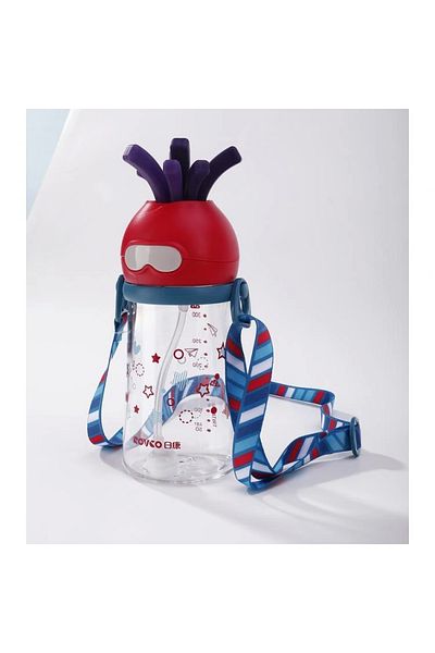 Rovco Vagonlıfe Children's Water Bottle with Straw and Strap B1034 320 ml 6 Months