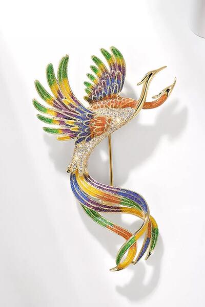 New Obsessions Kristal Taşlı Anka kuşu kadın Broş