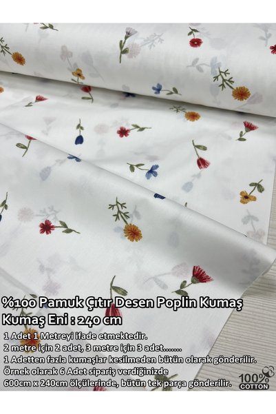 Renk Tekstil Rosa Mista Metrelik %100 Pamuk Poplin Kumaş - Elbise - Nevresim - Çarşaf - Hobi