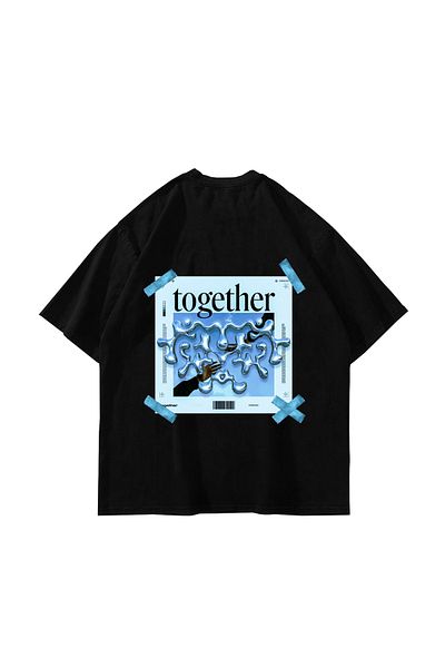 Sekizbiraltı Together Back Printed Oversize Unisex Μαύρο Tshirt