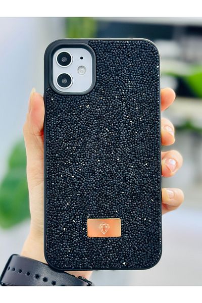 Go Aksesuar حافظة سيليكون متوافقة مع هاتف Iphone 12 و12 Pro بتصميم ماسي لامع ومرصعة بأحجار الراين