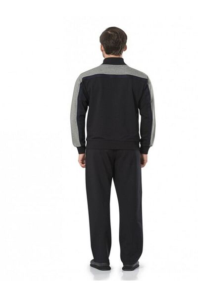 Pierre Cardin Men's Licensed Cotton Long Sleeve Regular Fit Zippered Bottom Top Tracksuit Set - Navy Blue