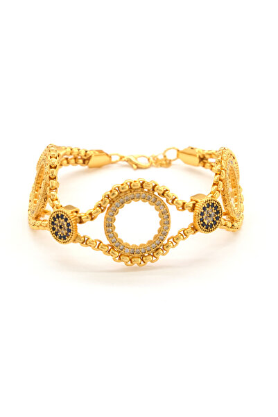 FerizZ Üç Ceyrekli Çerçeve Bileklik Çelik Altın Kaplama BLK-1088