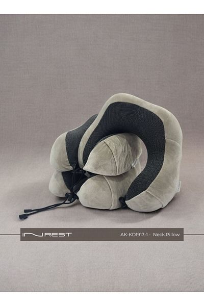 INREST Soft Portable Neck Pillow Outer Material Microfibre 100% Brown And Black