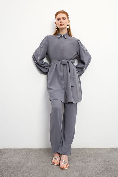 VAVİNOR Leora Gray Tunic-Pants Suit