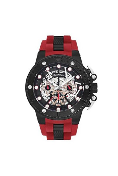 Quantum Hng535.658 50 mm Red Silicone Band Chrono Men Wrist Watch
