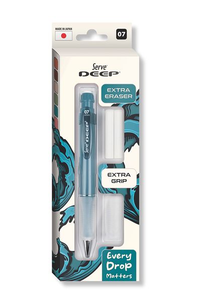 Serve Deep Pen Grip Eraser Set with Refills 07mm