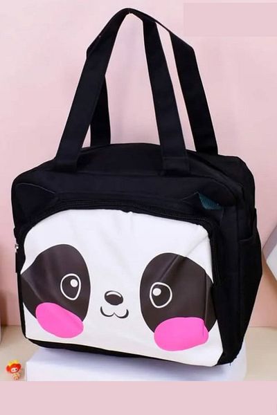 Ecrou Cutie de prânz termoizolată cu panda drăguță, neagră 20x24x12 cm