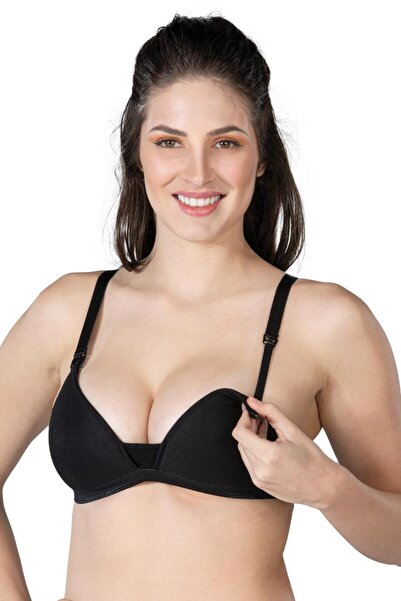 Emay Black Mi 1422 Modal Cotton Covered Nursing Bra