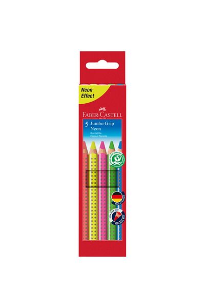 Faber Castell Jumbo Grip Colored Pencils Faber-Castell, 5 Neon Colors