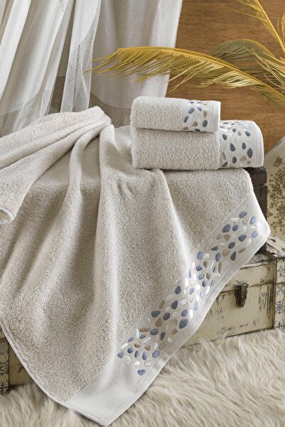 Ellia Soft Μωσαϊκό Σετ Πετσέτες 3 τεμαχίων 100% Βαμβάκι Σετ Μπάνιου Σετ Πετσέ...