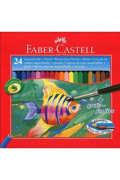 Faber Castell Aquarelle Colored Pencils Faber-Castell, with Brush, 24 Pieces/Set