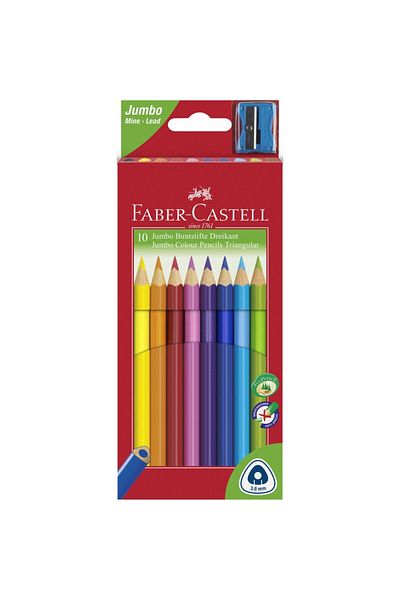 Faber Castell Set of 10 Jumbo Colored Pencils Faber-Castell, with Sharpener