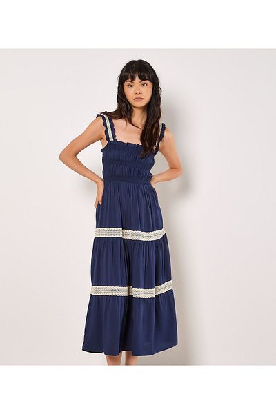 Apricot Häkelspitzen-stufenkleid