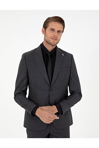 Pierre Cardin Antrasit Slim Fit Yün Takım Elbise 50291972-VR006