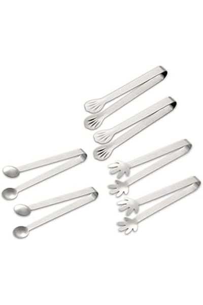 Hepta Collection Stainless Steel Food Tongs -Rock Candy- Mini Serving & Ice
