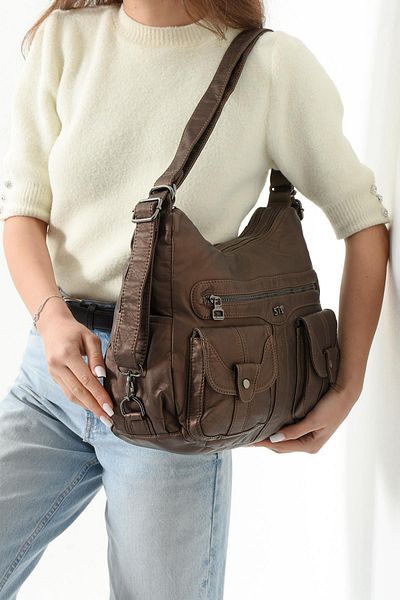 571 Collections Çanta Faux Leather Backpack Bronze (Model: 571-13-10B)
