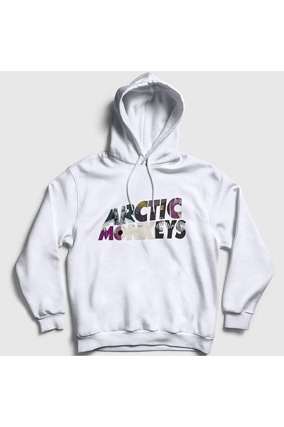 Presmono Φούτερ Arctic Monkeys Unisex με λευκή κουκούλα - 14763tt