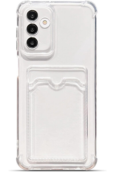 Caseji Samsung Galaxy A13 Uyumlu Köşeleri Çıkıntılı Kartlıklı Şeffaf Kılıf