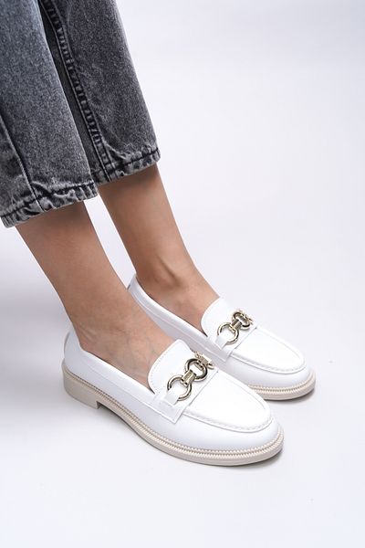 Riccon Γυναικείο Loafer Johatalia 0012525   - Λευκό δέρμα