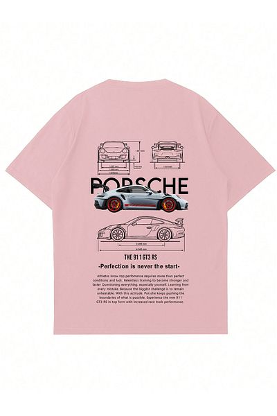 Mad&Calf Μπλουζάκι Unisex Porsche GT3 με στάμπα με λαιμόκοψη