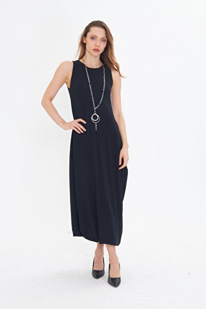 LAMANTE KOLYELİ SİYAH SALAŞ ELBİSE