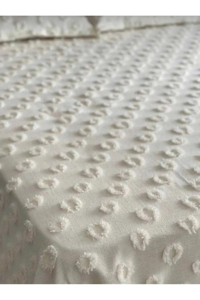 EVYA %100 Pamuklu Ponponlu Pike Takımı Tek Kişilik 160x220 cm Yumuşak Nefes Alabilir Yazlık Yatak Örtüsü