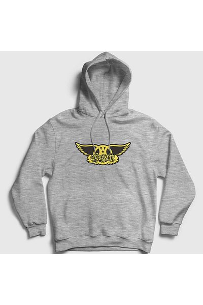 Presmono Φούτερ Aerosmith Unisex Γκρι-Κίτρινο με κουκούλα 7411tt