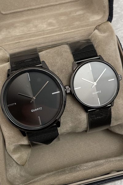 Leerybee Stylish Couple Quartz Watch (Two Pieces) with Special Box Nk-12