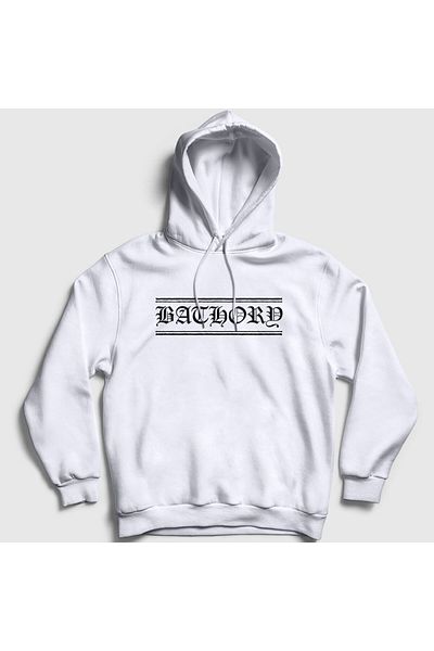 Presmono Λευκό Unisex Μπλουζάκι με κουκούλα Bathory - 16335tt