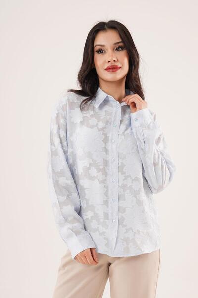 Hipo Trend Cămașă albastră cu modele florale