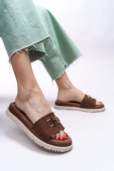 Riccon Kazigneil Дамски чехли 0012600 Тан