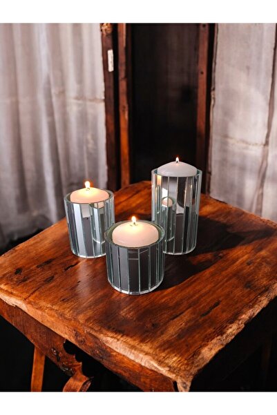 extrasepetim Gümüş Aynalı Mumluk-şamdan Seti