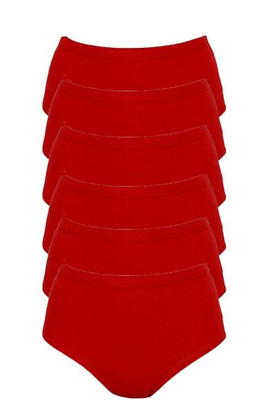 Pardon Women's Red High Waist Bato Panties 6 Pack