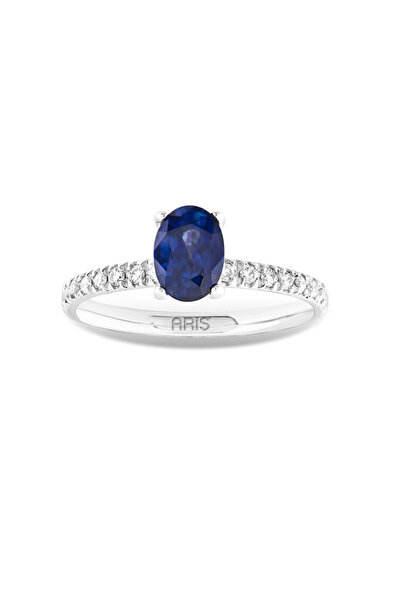 Ariş 1.13 Karat Pırlanta Oval Safir Yüzük