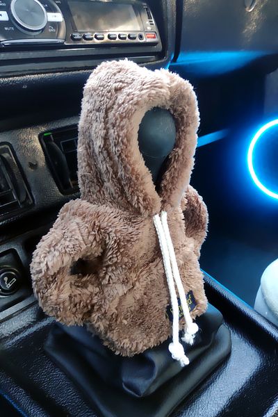 Bundera Coffee Plush Hoodie - Car Gear Shift Knob Ornament with Door Automobile Accessory