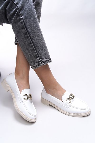 Riccon Γυναικείο Loafer Johatalia 0012525   - Λευκό δέρμα