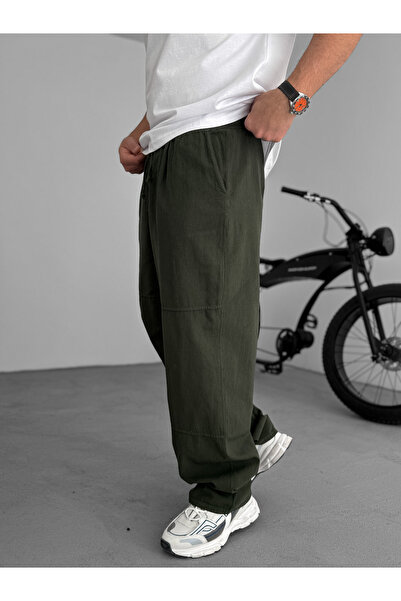 BYBASICMAN Khaki Stitched Casual Baggy Pants Jj-96
