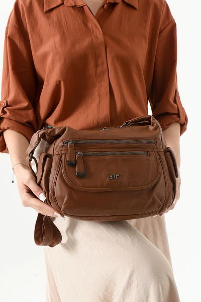 571 Collections Çanta Чанта за през рамо от изкуствена кожа, кафява (модел: 571-13-10L)