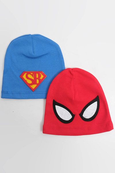 LOGO AKSESUAR Baby Boy Super Baby Themed 2-Piece Cotton Beanie
