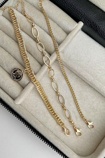 Modex Gold Color Coin Detailed Triple Chain Bracelet (17+5cm)