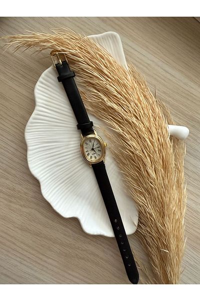QUARTZ Rubsey Minimal Vintage Women Wristwatch Retro Leather Band 1 Pcs Gold Case