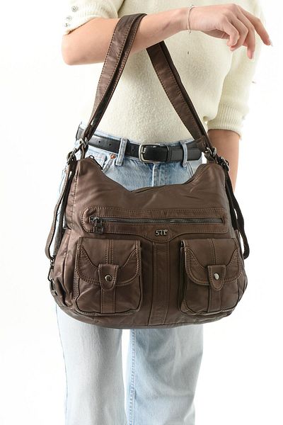 571 Collections Çanta Faux Leather Backpack Bronze (Model: 571-13-10B)