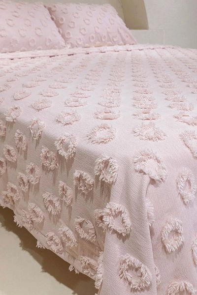 EVYA 100% Cotton Pompom Pique Set Double 200X230 cm Soft Breathable Summer Bedspread