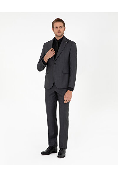 Pierre Cardin Antrasit Slim Fit Yün Takım Elbise 50291972-VR006