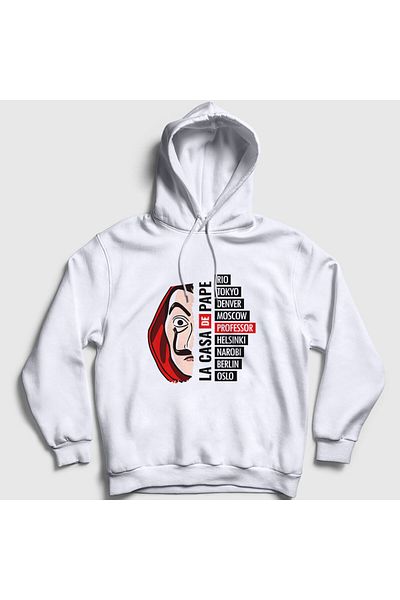 Presmono Φούτερ με κουκούλα Unisex White Names V2 La Casa De Papel 197987 ττ